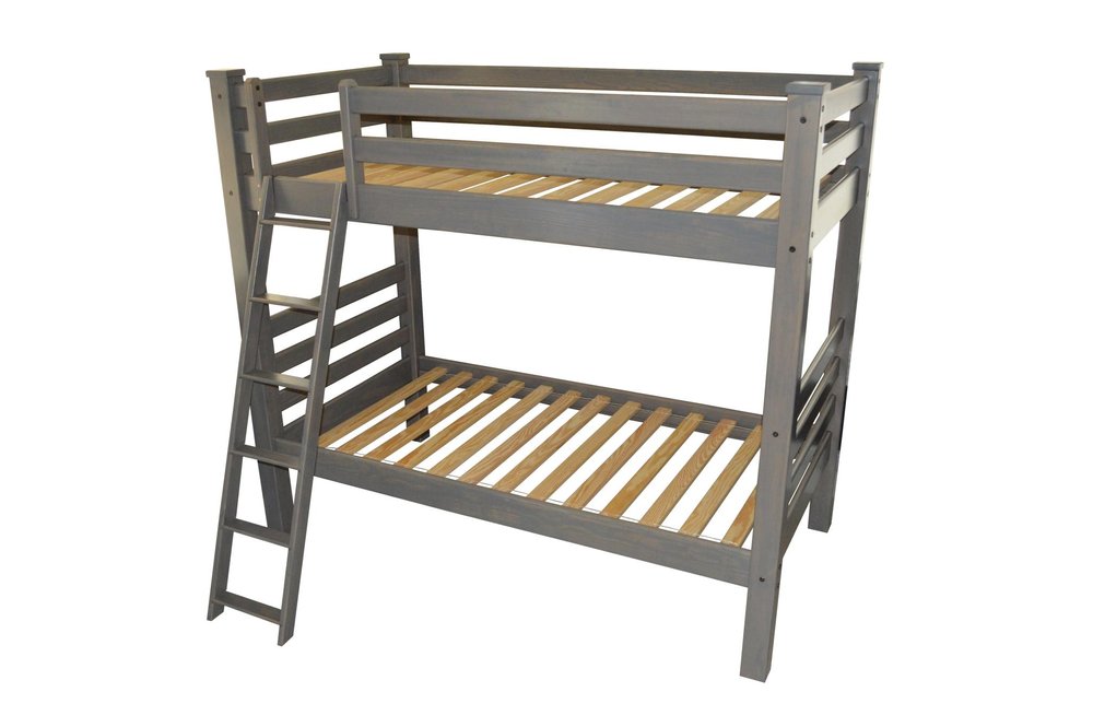 Gray Twin Over Twin Solid Wood Bunk Bed
