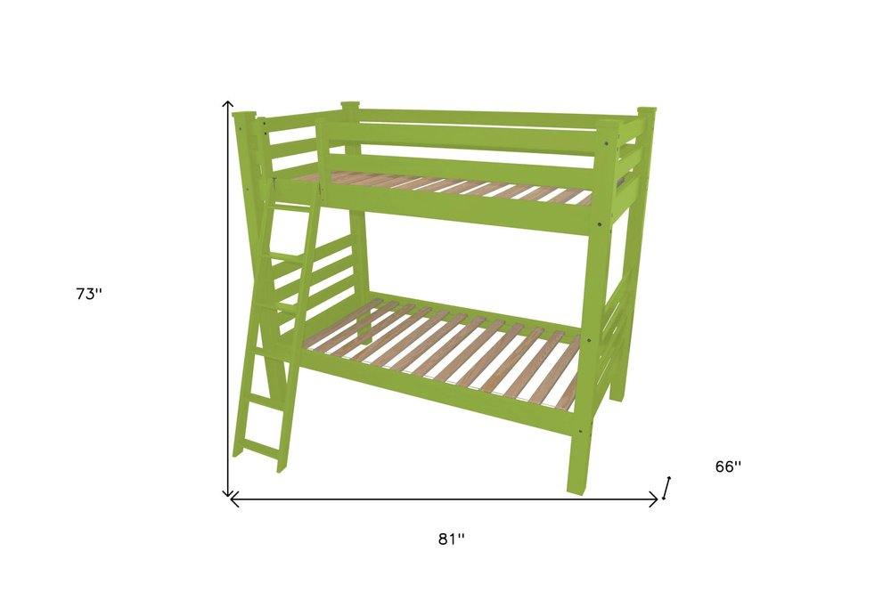 Green Twin Solid Wood Bunk Bed