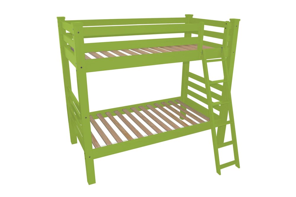 Green Twin Solid Wood Bunk Bed on a white background