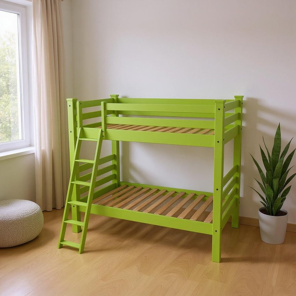 Green Twin Solid Wood Bunk Bed