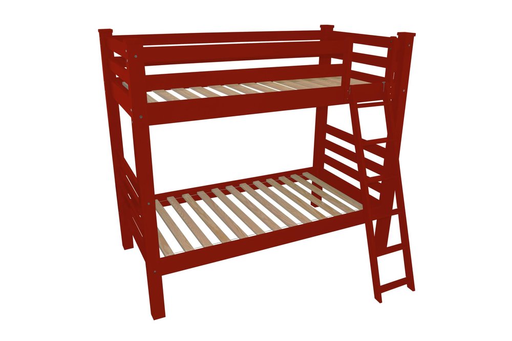 Red Twin Solid Wood Bunk Bed on a white background