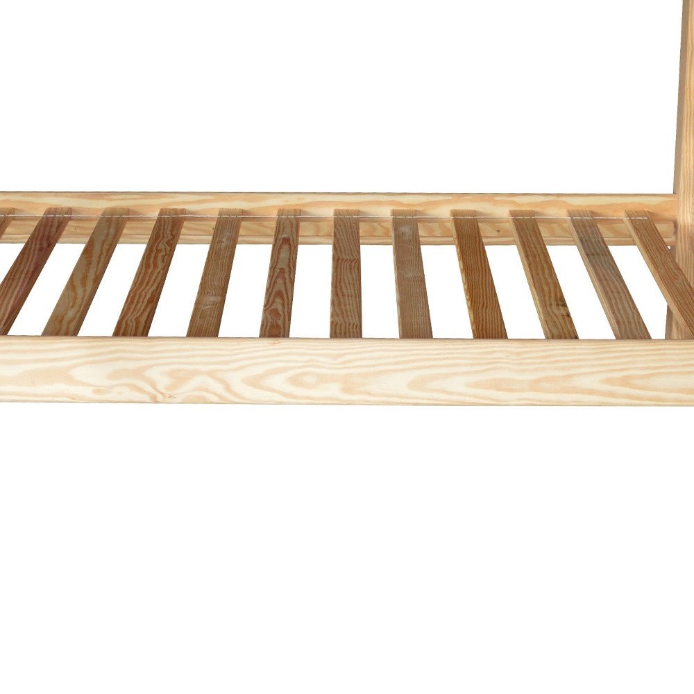 Natural Twin Over Twin Solid Wood Bunk Bed on a white background