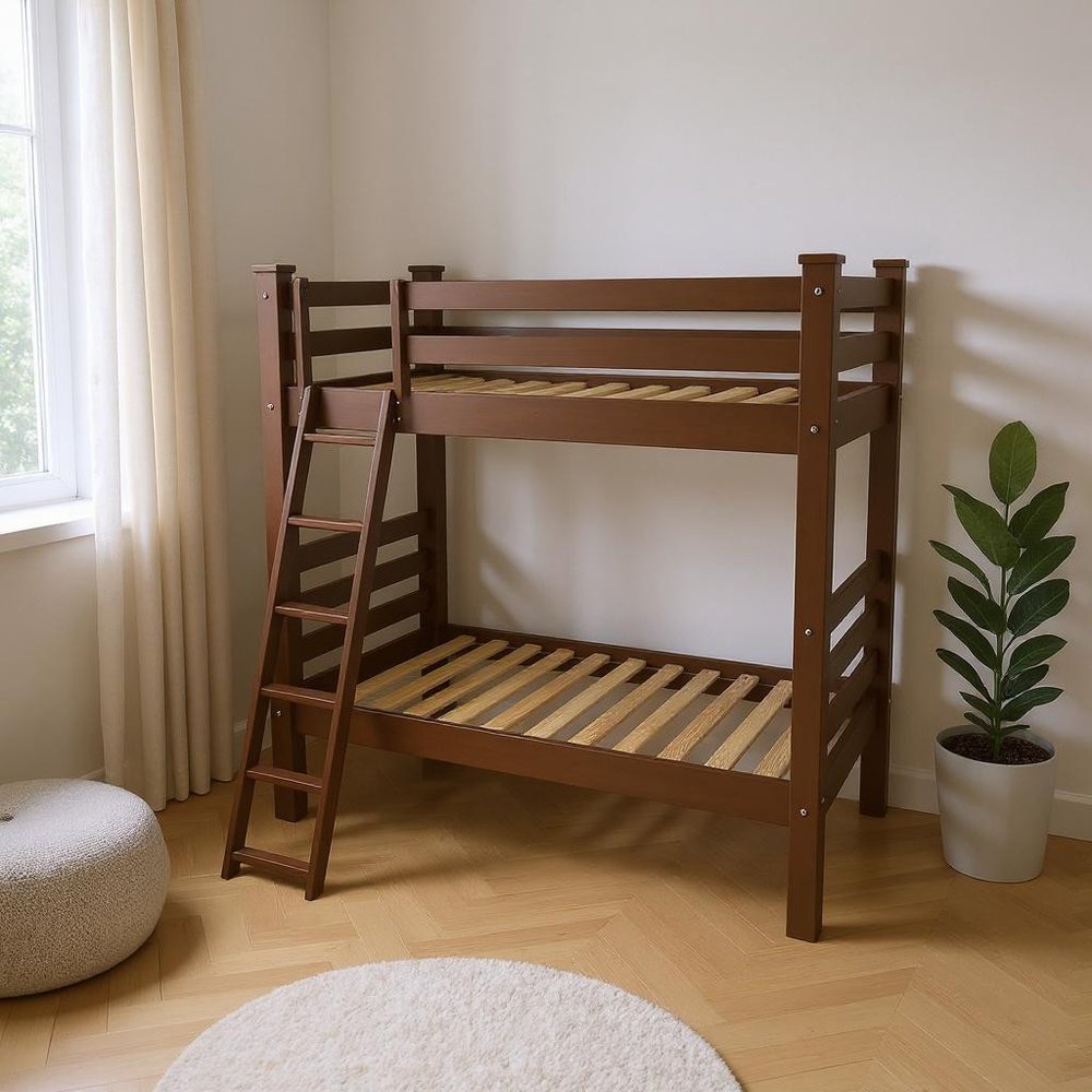 Brown Full Solid Wood Bunk Bed