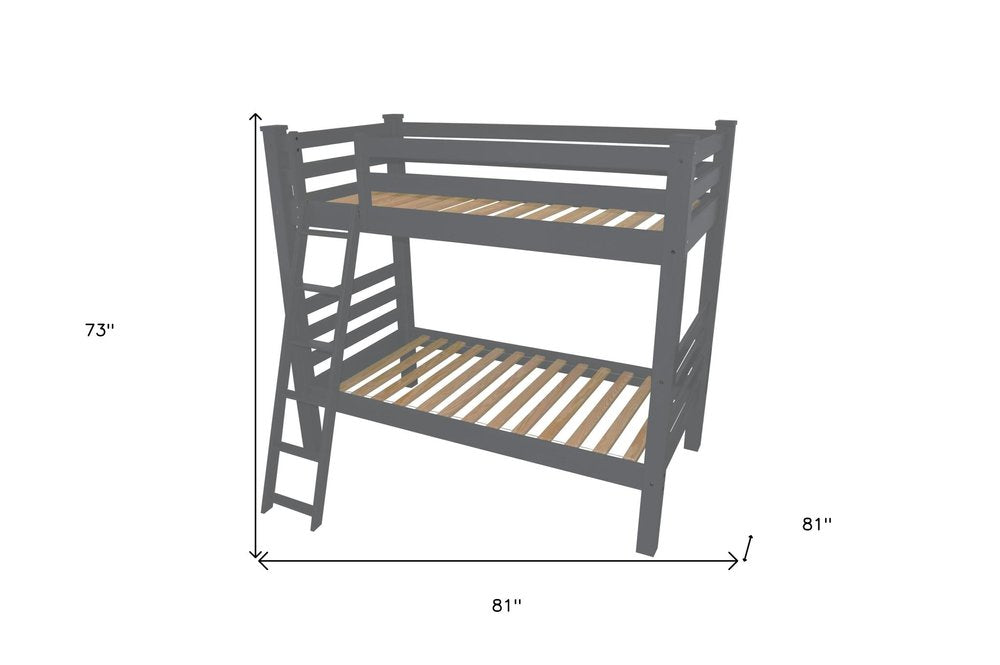 Gray Full Solid Wood Bunk Bed