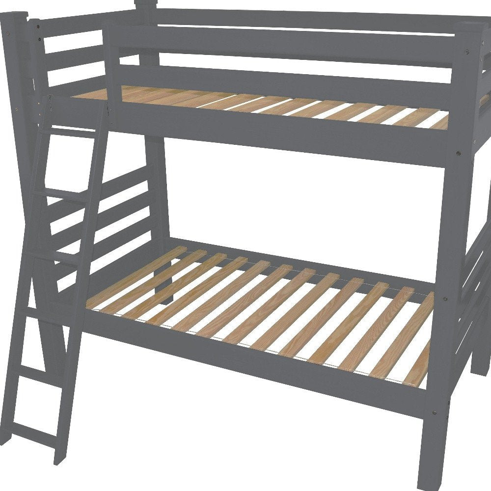 Gray Full Solid Wood Bunk Bed