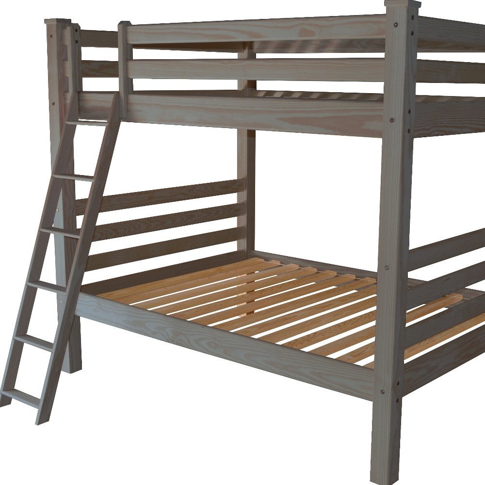 Gray Full Over Full Solid Wood Bunk Bed