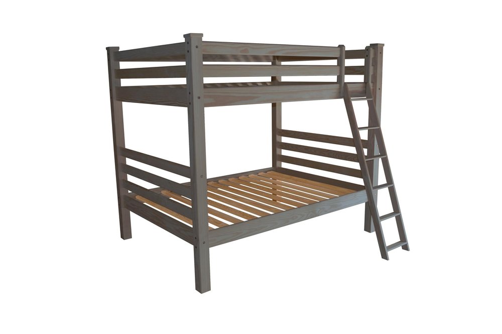 Gray Full Over Full Solid Wood Bunk Bed on a white background