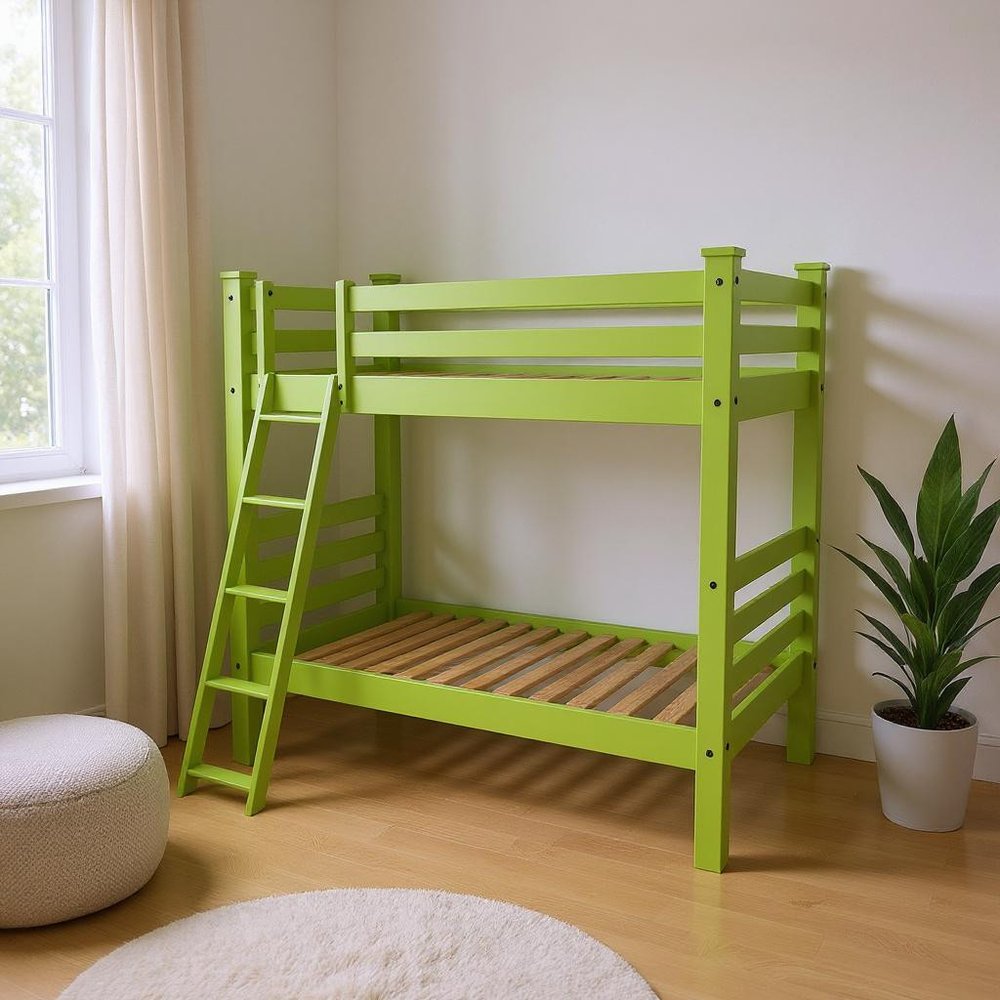 Green Full Solid Wood Bunk Bed