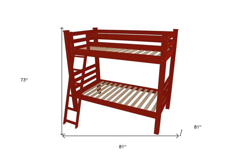 Red Full Solid Wood Bunk Bed