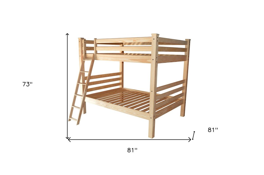 Natural Full Over Full Solid Wood Bunk Bed on a white background
