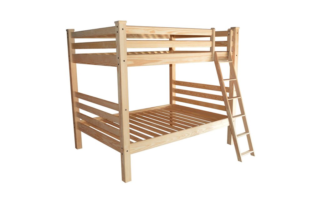 Natural Full Over Full Solid Wood Bunk Bed on a white background