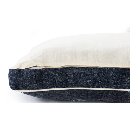 24" X 36" Stonewashed Blue Medallion Pillow Style Pet Bed With Removable Cover