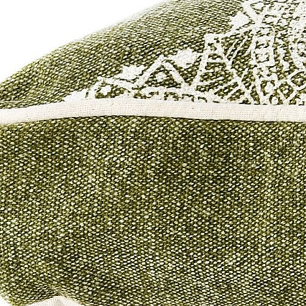 24" X 36" Stonewashed Sage Medallion Pillow Style Pet Bed With Removable Cover close-up highlighting the cotton surface.