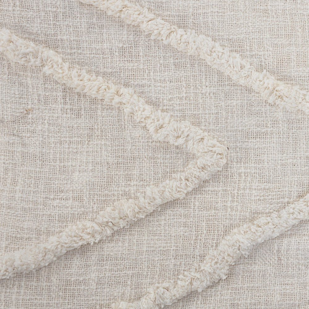 Ivory Geometric Queen Cotton Coverlet on a white background