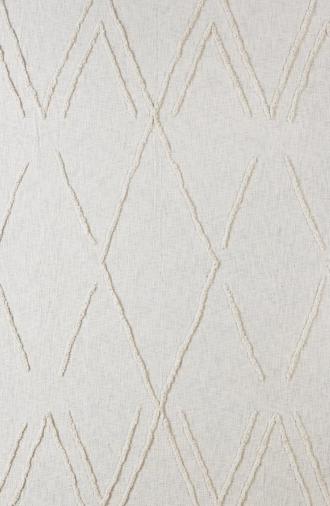 Ivory Geometric King Cotton Coverlet With Fringe