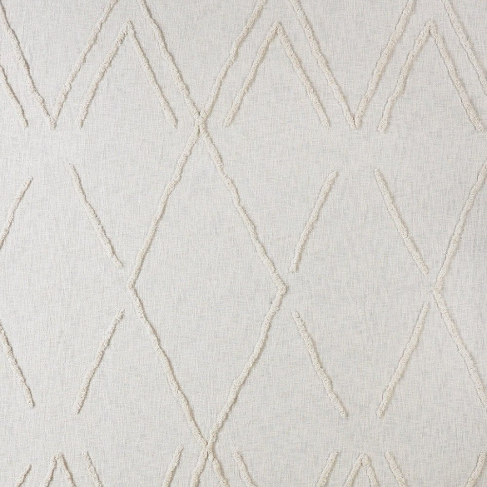 Ivory Geometric Queen Cotton Coverlet on a white background