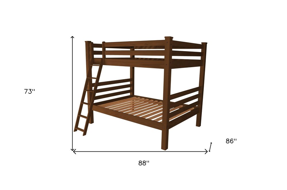 Red Queen Over Queen Solid Wood Bunk Bed on a white background