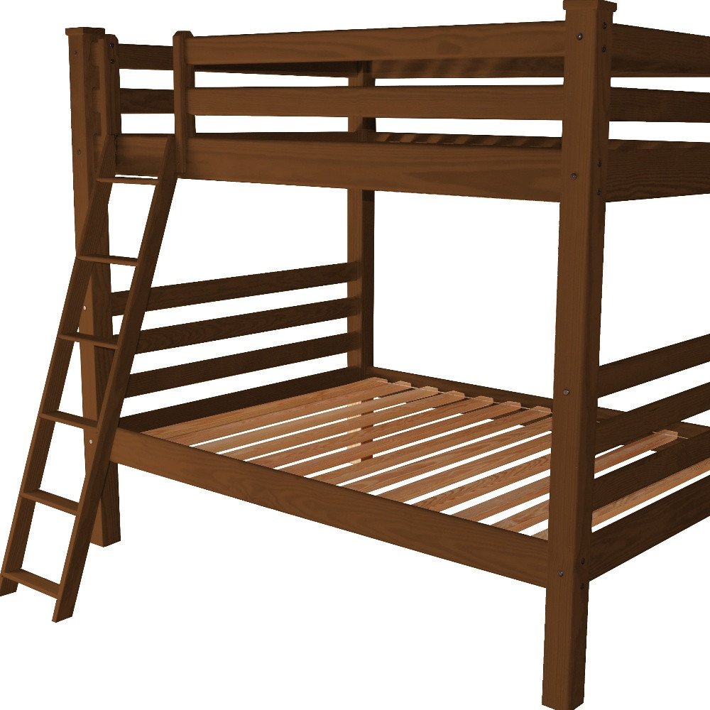 Red Queen Over Queen Solid Wood Bunk Bed on a white background