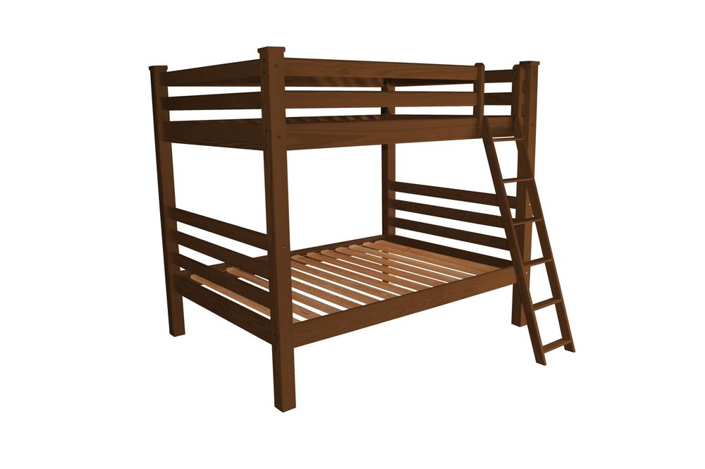 Red Queen Over Queen Solid Wood Bunk Bed on a white background