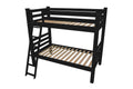 Black Queen Over Queen Solid Wood Bunk Bed on a white background