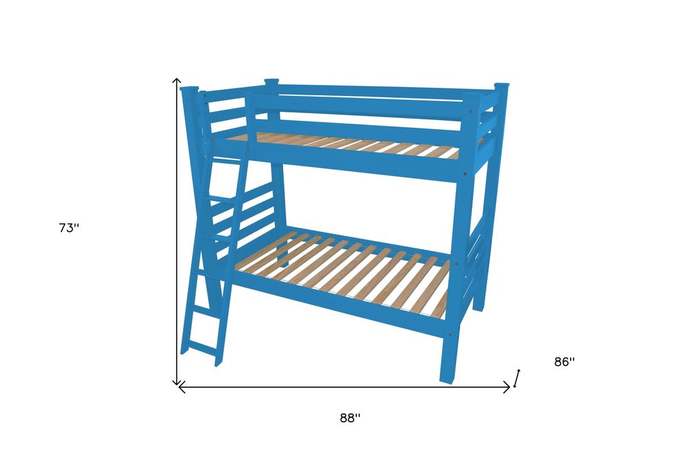 Blue Queen Solid Wood Bunk Bed