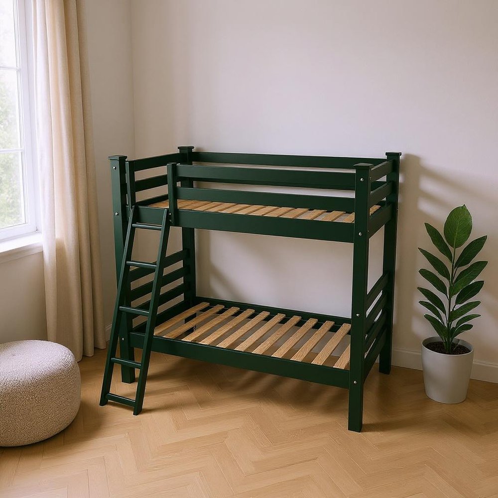 Green Queen Solid Wood Bunk Bed