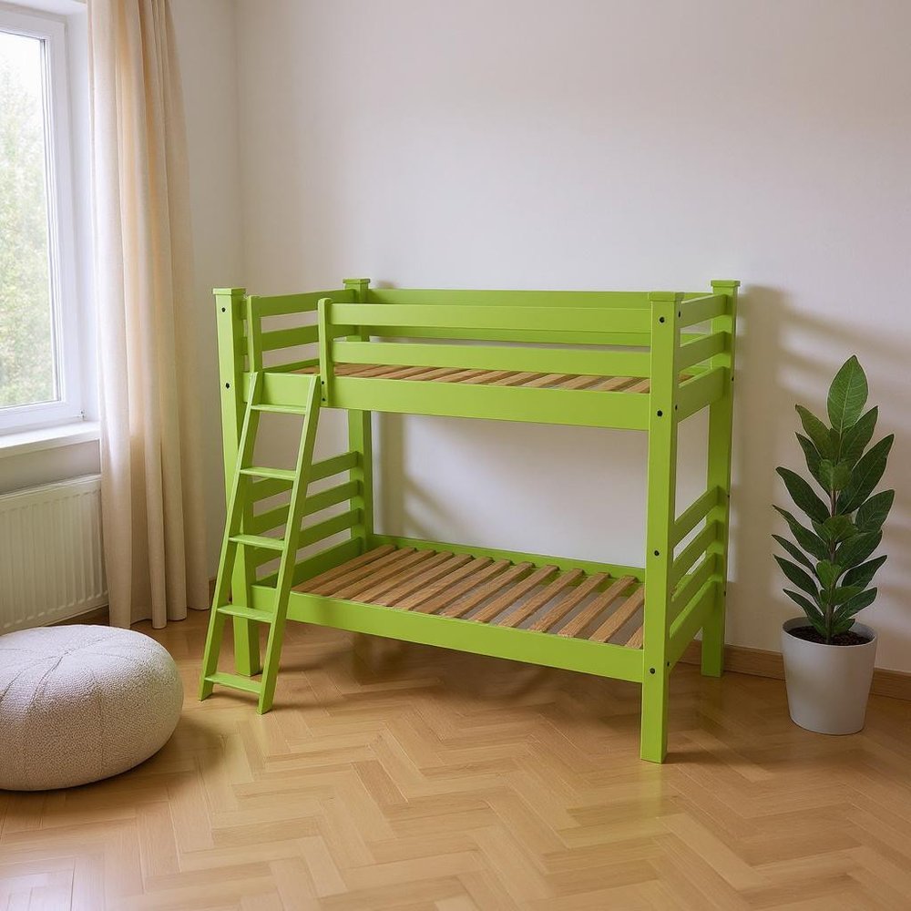 Green Queen Solid Wood Bunk Bed
