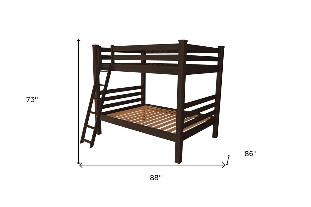 Brown Queen Over Queen Solid Wood Bunk Bed