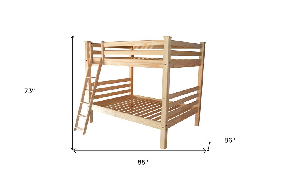 Natural Queen Over Queen Solid Wood Bunk Bed