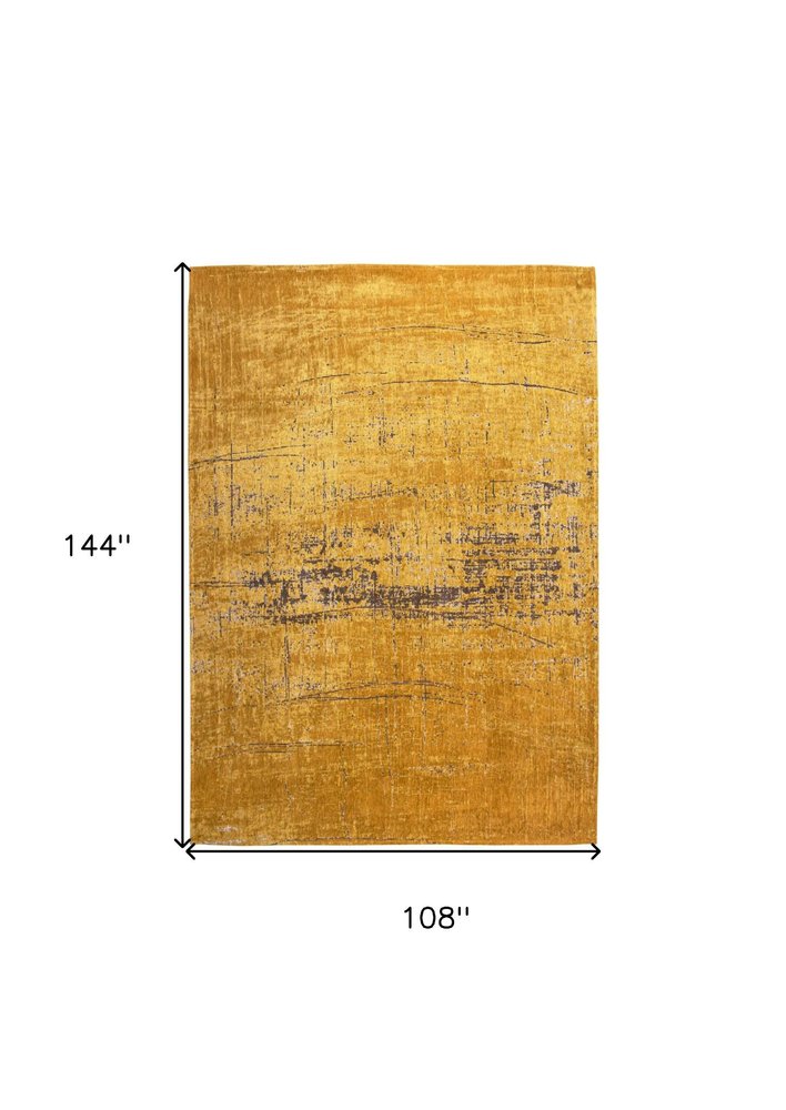 9' X 13' Yellow And Brown Chevron ,Washable, Area Rug on a white background