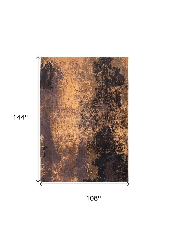 9' X 13' Yellow and Brown Abstract Non Skid Area Rug - SKU 548441 on a white background