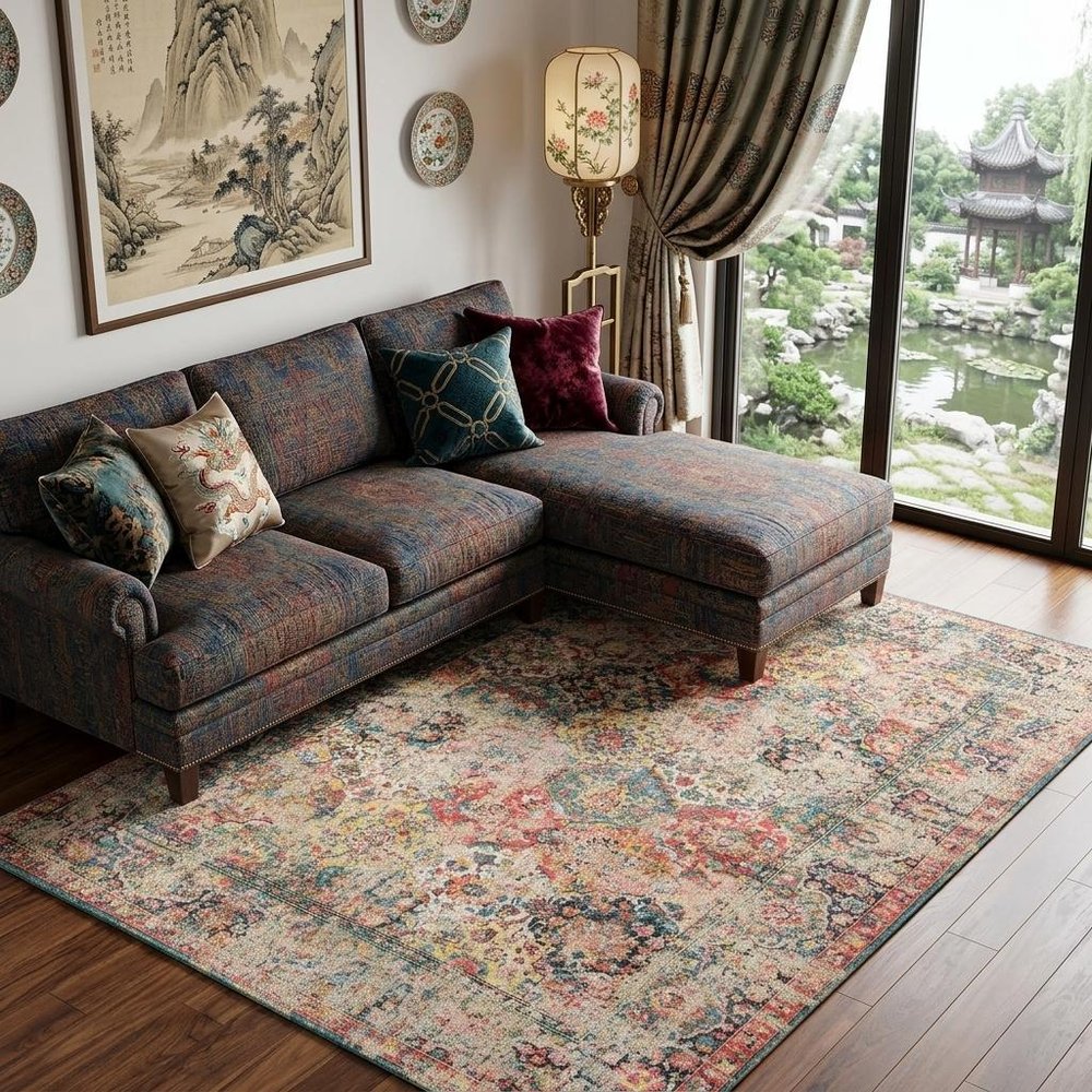 9' X 13' Red Oriental Non Skid Area Rug