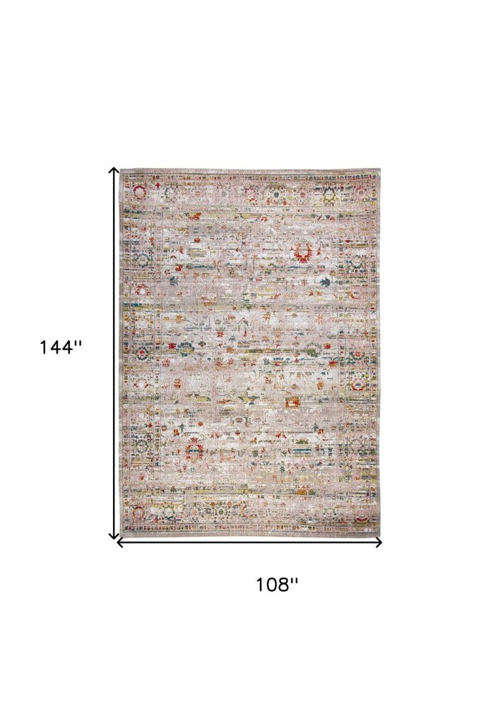 9' X 13' White Oriental Non Skid Area Rug on a white background