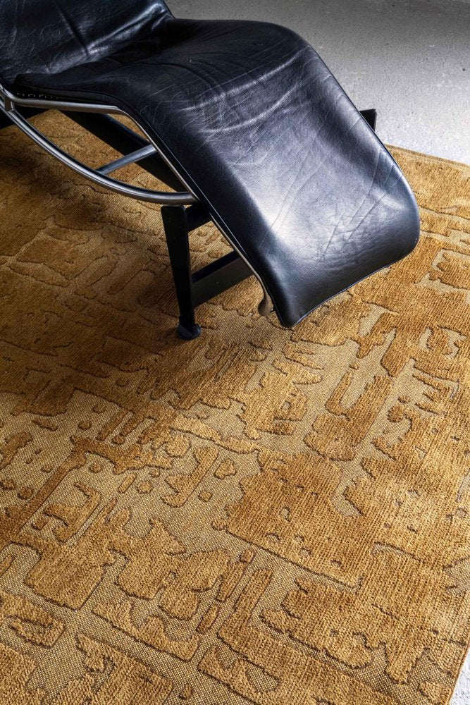 9' X 13' Yellow Abstract Non Skid Area Rug - 108" H x 144" W x 0.2" D in a home interior