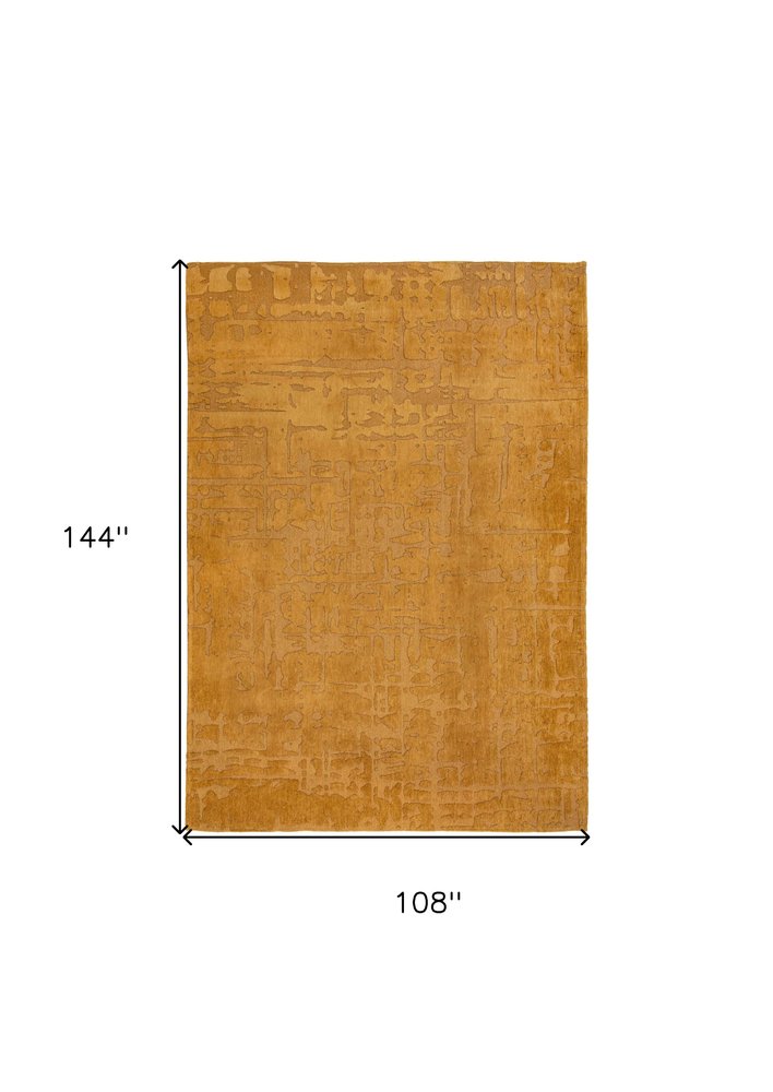 9' X 13' Yellow Abstract Non Skid Area Rug - 108" H x 144" W x 0.2" D on a white background