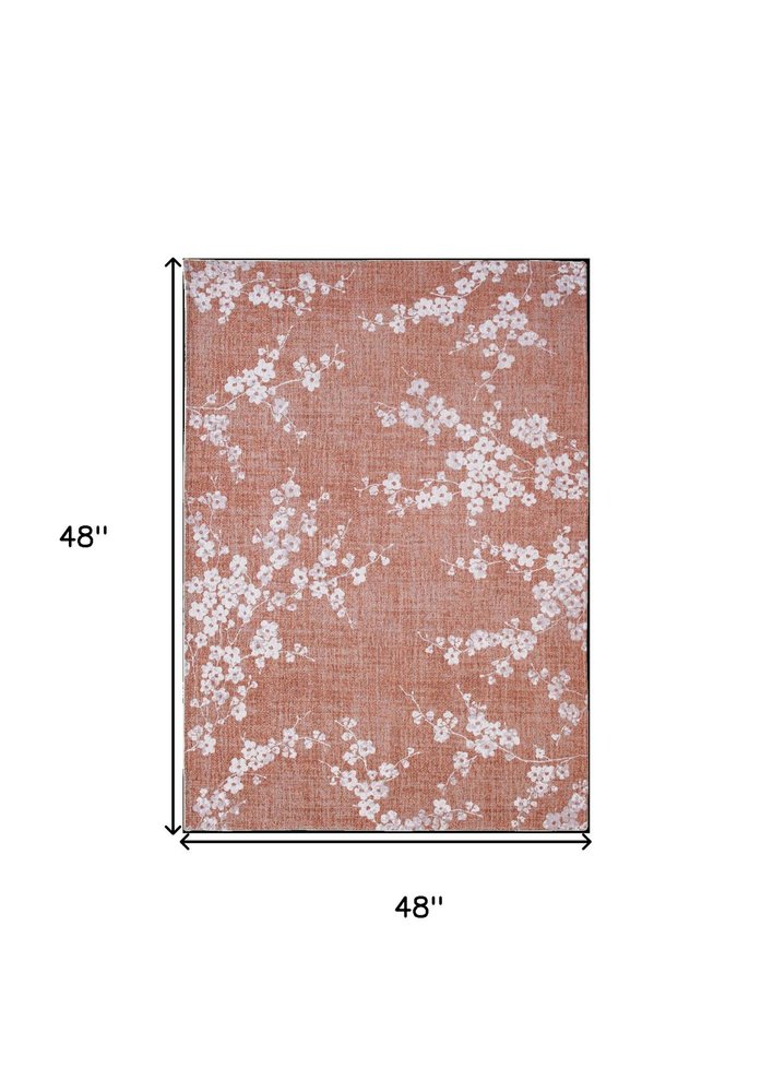 9' X 13' Red and White Round Oriental Non Skid Area Rug