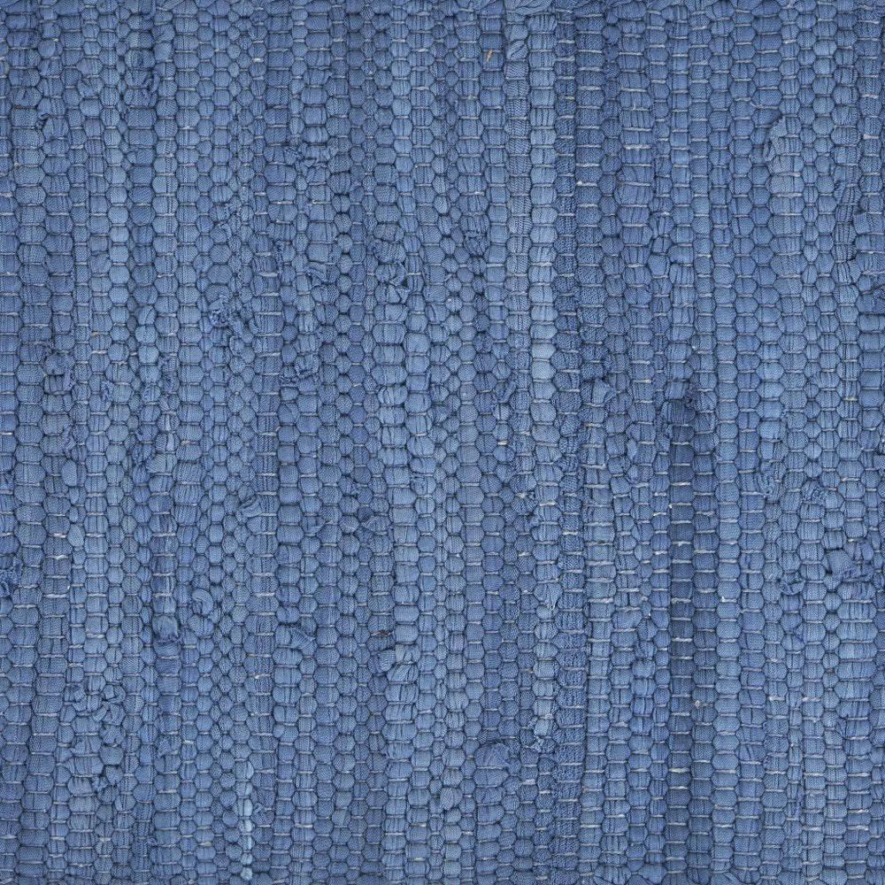19" Set of Four Blue And Natural Solid With Border Cotton Placemats. Dining linen in blue linen.