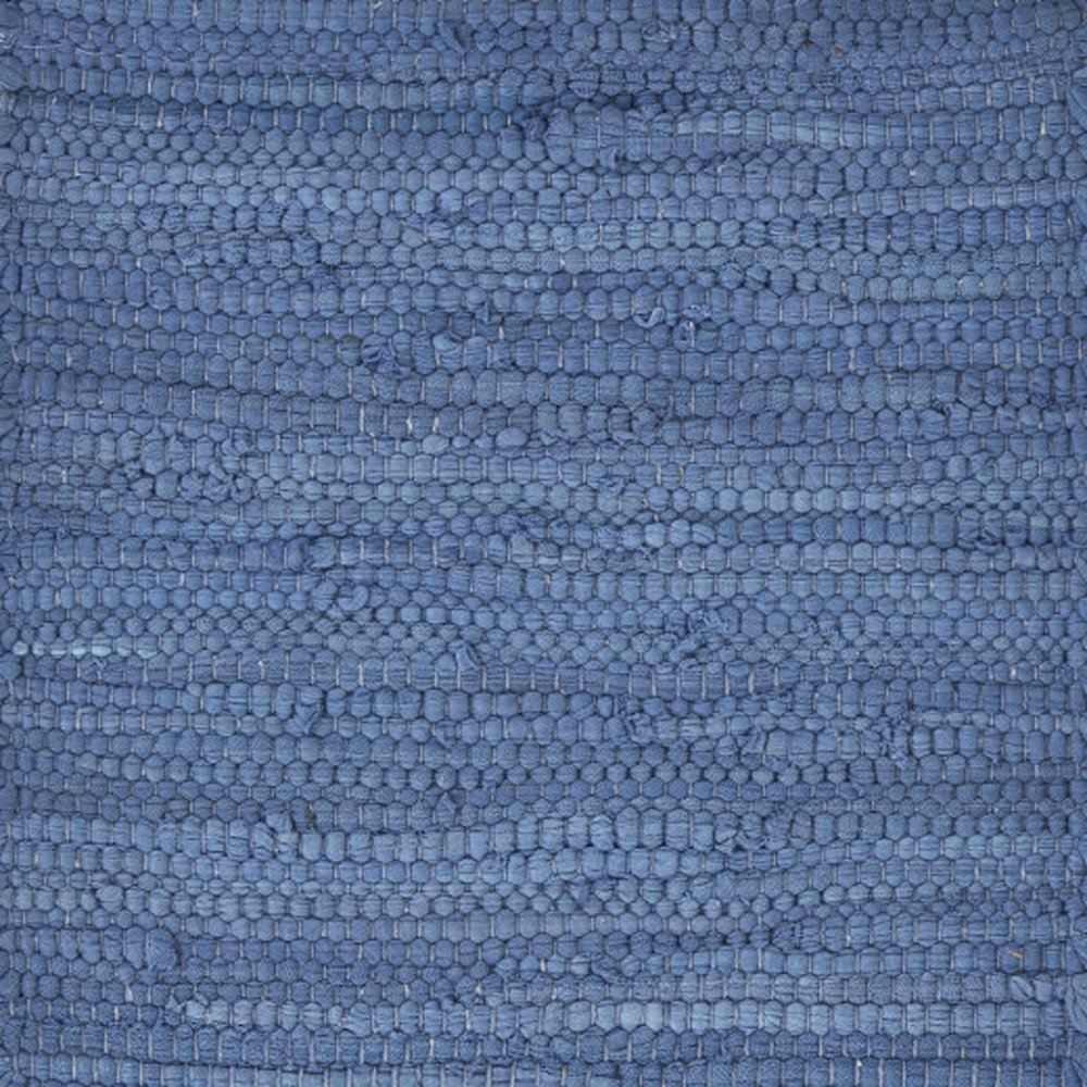 19" Set of Four Blue And Natural Solid With Border Cotton Placemats. Dining linen in blue linen.