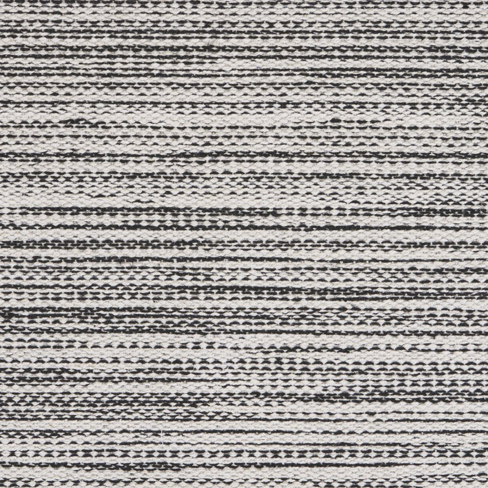 19" Set of Four Black And White Striped Cotton Placemats. Dining linen isolated on a plain white background, showing a white linen surface.