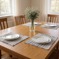 19" Set of Four Black And White Striped Cotton Placemats
