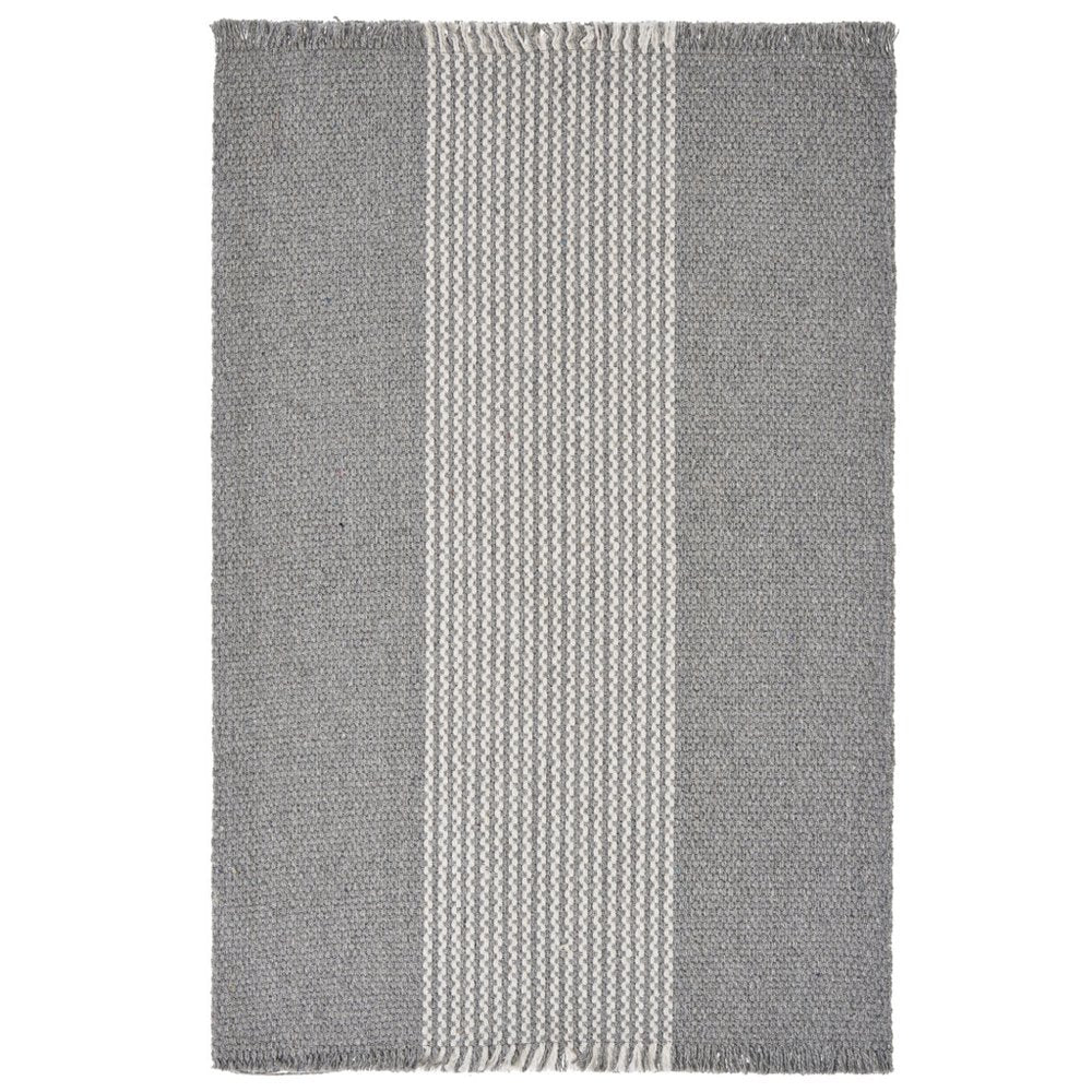 19" Set of Four Gray And White Striped Cotton Placemats. Dining linen isolated on a plain white background, showing a white linen surface.