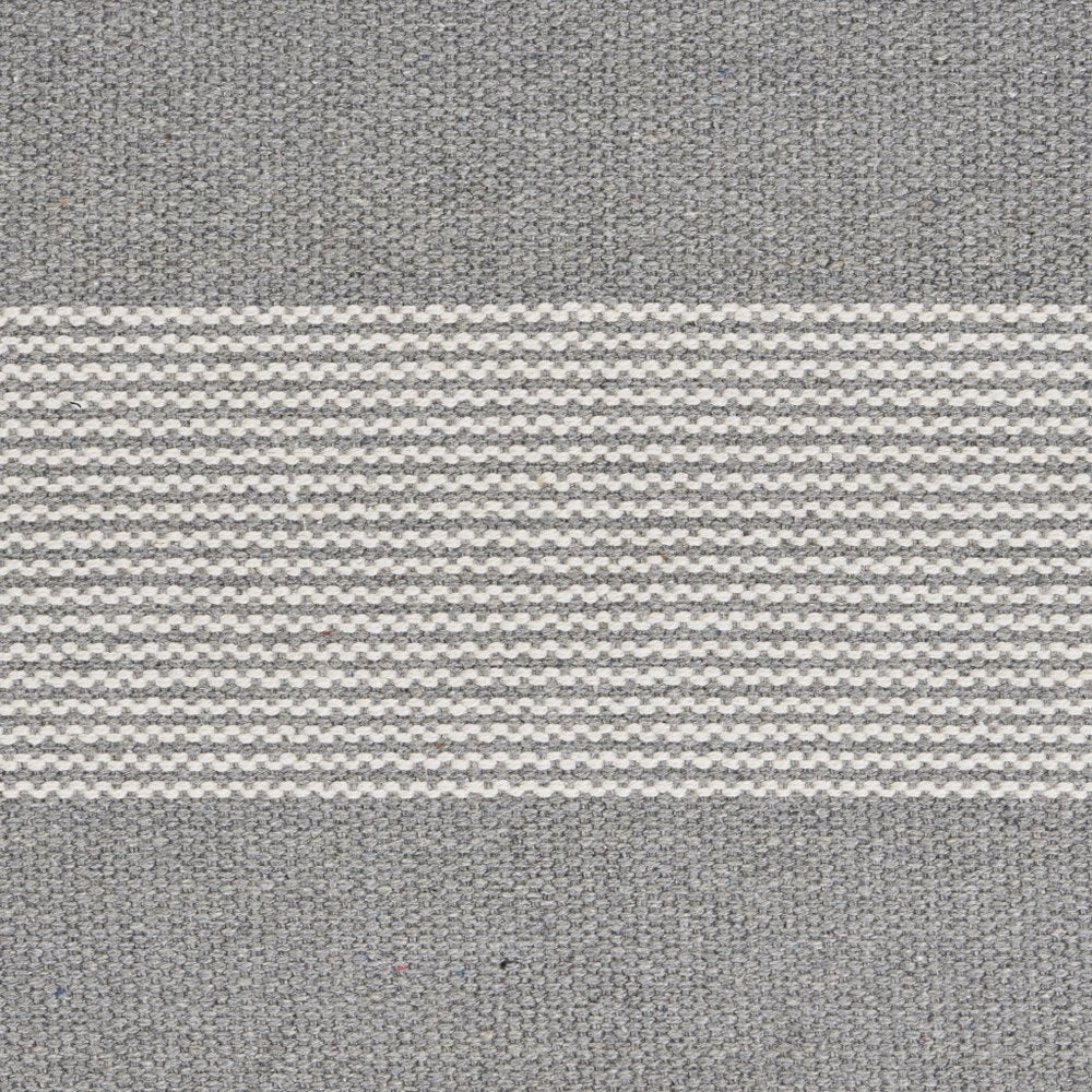 19" Set of Four Gray And White Striped Cotton Placemats close-up highlighting the white linen surface.