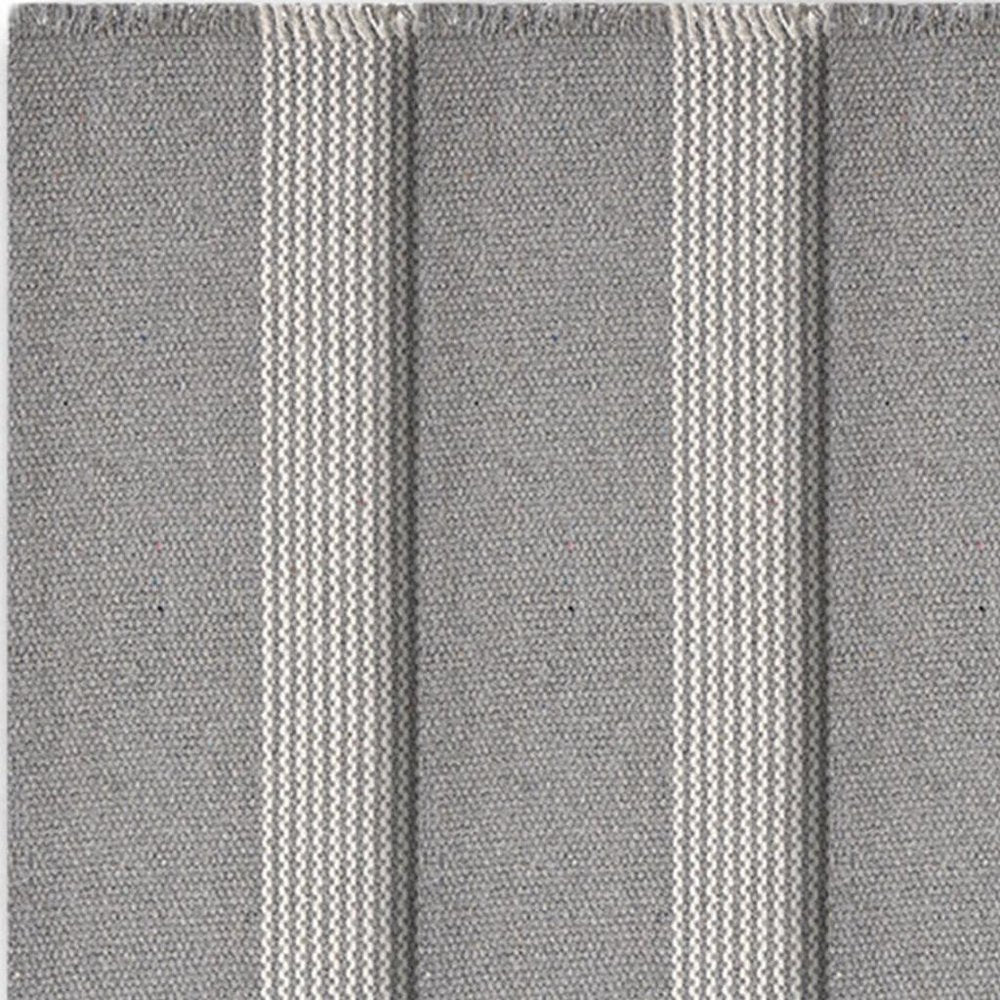 Close-up of 19" Set of Four Gray And White Striped Cotton Placemats showing the white linen texture.