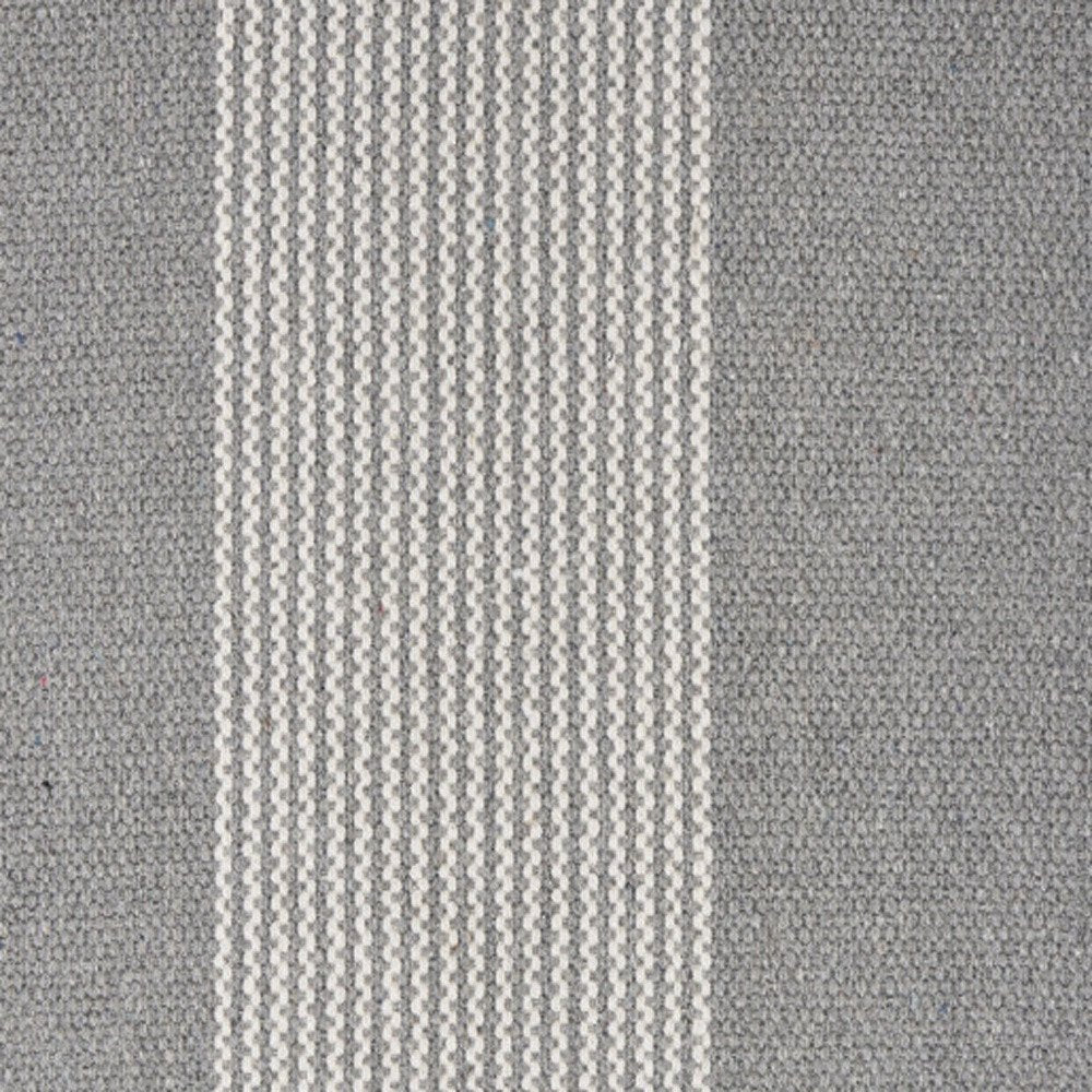 Detail view of 19" Set of Four Gray And White Striped Cotton Placemats, filling the frame with the white linen texture.