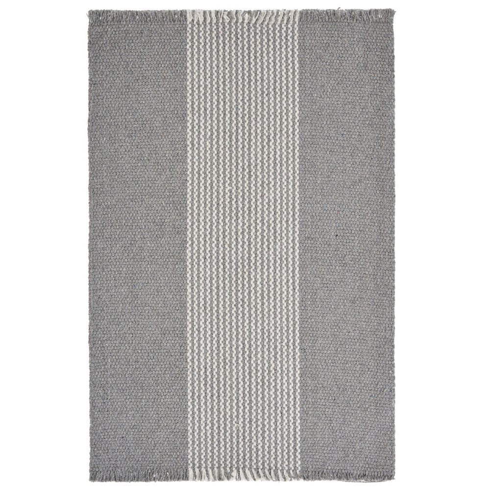 19" Set of Four Gray And White Striped Cotton Placemats. Dining linen isolated on a plain white background, in a white linen finish.
