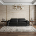 89" Black Leather Sofa With Silver Legs in a home interior