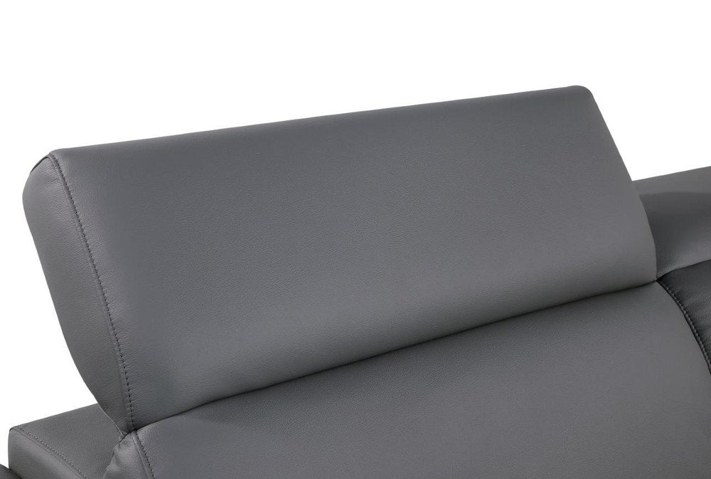 89" Black Leather Sofa With Silver Legs on a white background