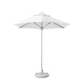 9' White Polyester Round Market Patio Umbrella on a white background
