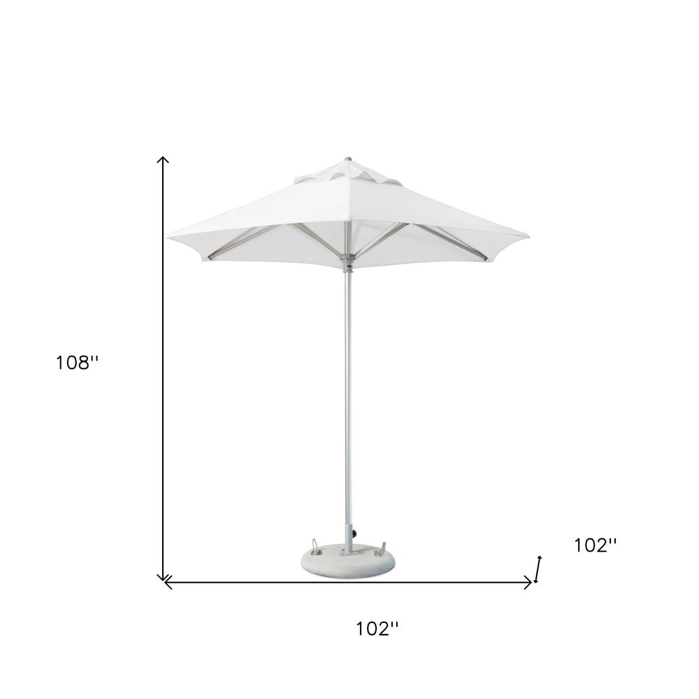 9' White Polyester Round Market Patio Umbrella on a white background