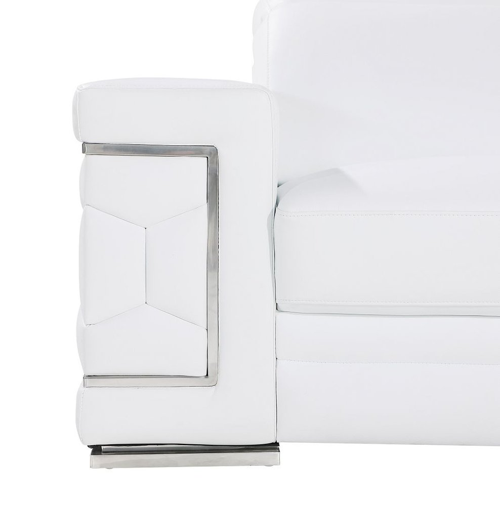 Two Piece White Genuine Leather Five Person Seating Set on a white background